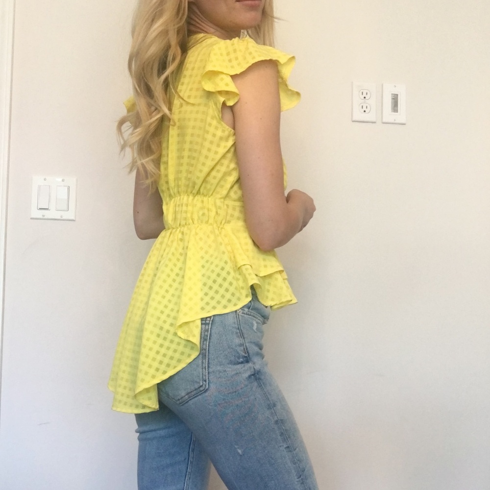 Yellow Peplum Ruffle Top - Picture 7 of 8